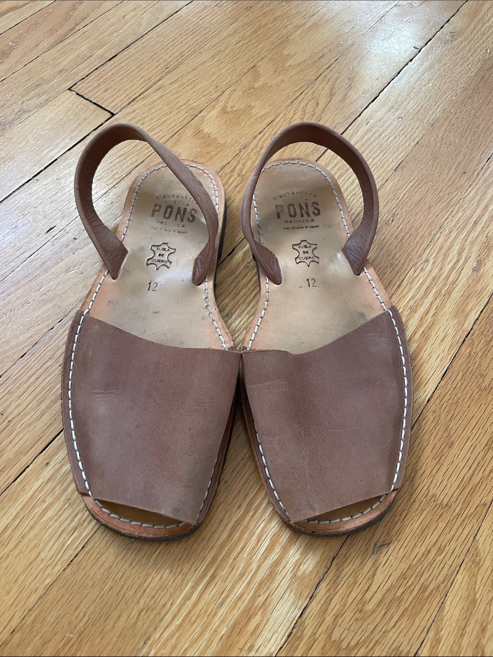 Pons Brown Leather Women's Slingback Sandals, Size 12
